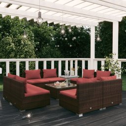 vidaXL 9 részes barna polyrattan kerti ülőgarnitúra párnákkal