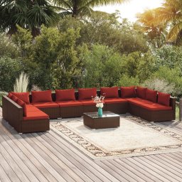 vidaXL 11 részes barna polyrattan kerti ülőgarnitúra párnákkal