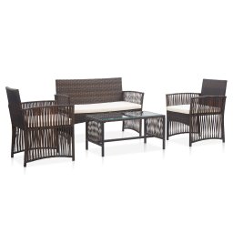 vidaXL 4-részes barna kerti polyrattan bútorszett párnákkal