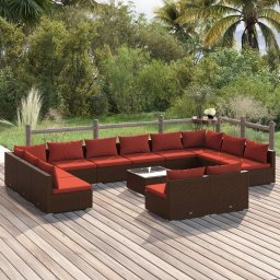 vidaXL 13 részes barna polyrattan kerti ülőgarnitúra párnákkal