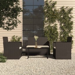 vidaXL 4 részes fekete polyrattan kültéri ülőgarnitúra párnákkal