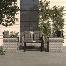 vidaXL 4 részes szürke polyrattan kültéri ülőgarnitúra párnákkal