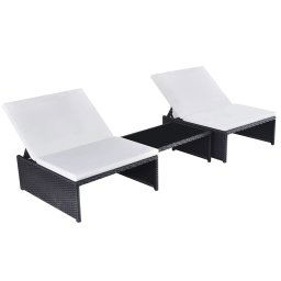 vidaXL 2 db fekete polyrattan dönthető kerti szék asztallal