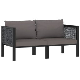 vidaXL kétszemélyes antracitszürke polyrattan kanapé párnákkal