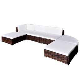 vidaXL 6 részes barna polyrattan kerti ülőgarnitúra párnákkal