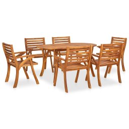 vidaXL 7 részes tömör akácfa kerti étkezőgarnitúra 150 x 90 cm