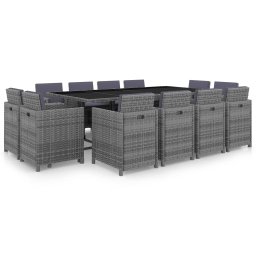 vidaXL 13 részes antracitszürke polyrattan étkezőgarnitúra párnákkal