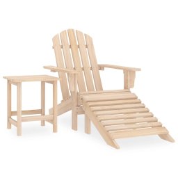 vidaXL tömör fenyő adirondack szék zsámollyal és asztallal