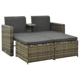vidaXL 3 részes szürke polyrattan kerti ülőgarnitúra párnákkal