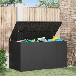 vidaXL fekete polyrattan kerti párnatartó doboz 194 x 100 x 103 cm