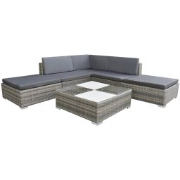 vidaXL 6 részes szürke polyrattan kerti ülőgarnitúra párnákkal