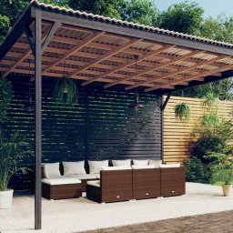 vidaXL 10 részes barna polyrattan kerti bútorszett párnákkal