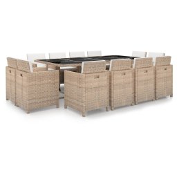 vidaXL 13 részes bézs polyrattan kültéri étkezőszett párnákkal