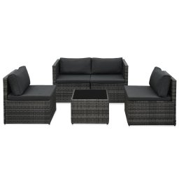 vidaXL 5-részes szürke polyrattan kerti ülőgarnitúra párnákkal