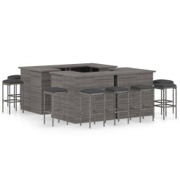 vidaXL 16 részes szürke polyrattan kerti bárszett párnával
