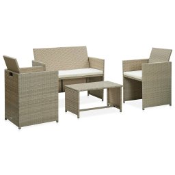 vidaXL 4 részes bézs polyrattan kerti ülőgarnitúra párnákkal