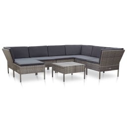 vidaXL 8-részes szürke polyrattan kerti ülőgarnitúra párnákkal