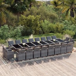 vidaXL 21 részes szürke polyrattan kerti étkezőgarnitúra párnákkal