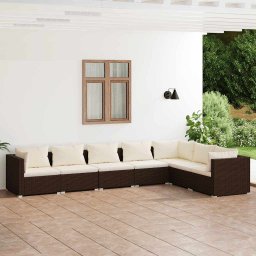 vidaXL 7 részes barna polyrattan kerti ülőgarnitúra párnákkal