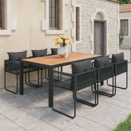 vidaXL 7 részes fekete és barna PVC rattan kerti étkezőgarnitúra
