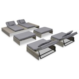 vidaXL 15 részes szürke kültéri polyrattan pihenőszett
