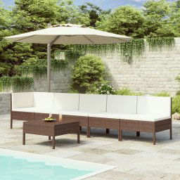 vidaXL 3056771 6 Piece Garden Lounge Set with Cushions Poly Rattan Brown (310185+310189)