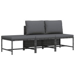vidaXL 3 részes szürke polyrattan kerti ülőgarnitúra párnákkal