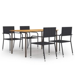 vidaXL 5 részes fekete polyrattan kerti étkezőgarnitúra