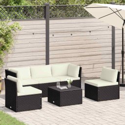 vidaXL 4 részes barna polyrattan kerti bútorszett párnával