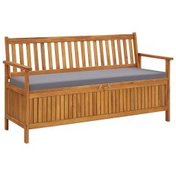 vidaXL tömör akácfa kerti tárolópad párnával 148 cm
