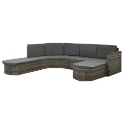 vidaXL 4 részes szürke polyrattan kerti bútorszett párnákkal