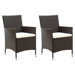 vidaXL 2 db barna polyrattan kerti szék párnával