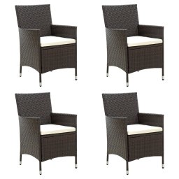 vidaXL 4 db barna polyrattan kerti szék párnával