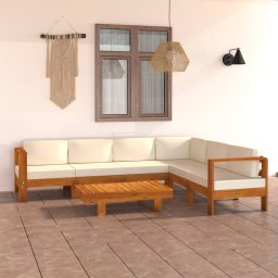 vidaXL 7 részes akácfa kerti pihenőgarnitúra párnákkal 100 x 60 cm