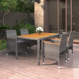 vidaXL 5 részes szürke polyrattan kerti étkezőgarnitúra