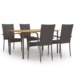 vidaXL 5 részes barna polyrattan kerti étkezőgarnitúra