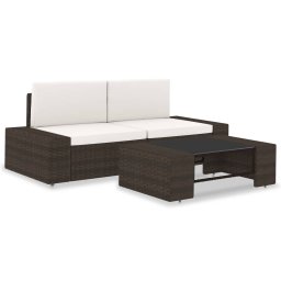 vidaXL 3 részes barna polyrattan kerti ülőgarnitúra