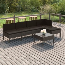 vidaXL 6 részes szürke polyrattan kerti bútorszett párnákkal