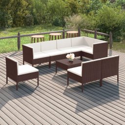 vidaXL 9 részes barna polyrattan kerti ülőgarnitúra párnákkal