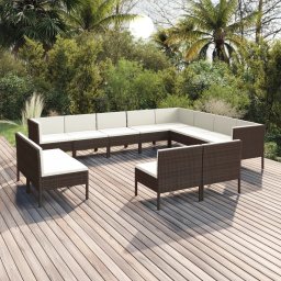 vidaXL 12 részes barna polyrattan kerti ülőgarnitúra párnákkal