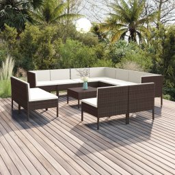 vidaXL 12 részes barna polyrattan kerti ülőgarnitúra párnákkal