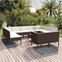 vidaXL 12 részes barna polyrattan kerti ülőgarnitúra párnákkal