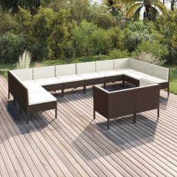 vidaXL 12 részes barna polyrattan kerti ülőgarnitúra párnákkal