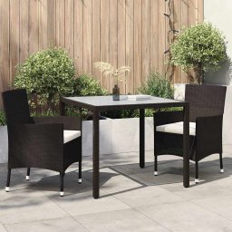 vidaXL 3 részes barna kültéri polyrattan étkezőgarnitúra