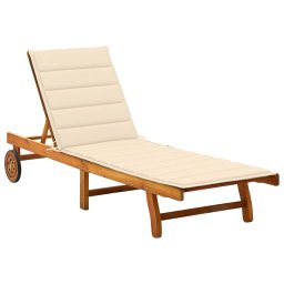 vidaXL tömör akácfa kerti napozóágy párnával