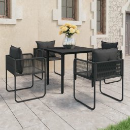 vidaXL 5 részes fekete PVC rattan kerti étkezőgarnitúra