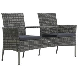 vidaXL kétszemélyes antracitszürke polyrattan kanapé teázóasztallal
