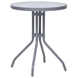 vidaXL világosszürke acél és üveg kerti asztal 60 cm