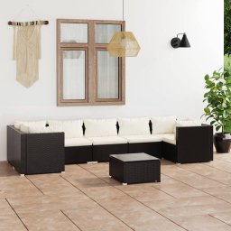 vidaXL 8 részes fekete polyrattan kerti ülőgarnitúra párnákkal