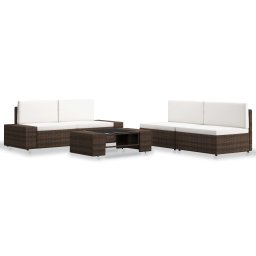 vidaXL 5 részes barna polyrattan kerti ülőgarnitúra